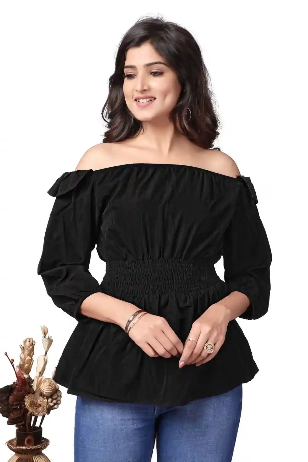 Buy Black Off Shoulder Tops Online in India