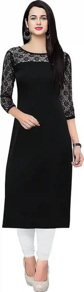 Casual and party wear black crepe kurtis for women comfortable fit