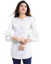 Elegant White Keyhole Neck Tunic – Casual & Party Wear