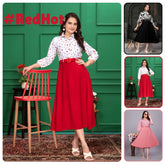 Women Crepe Fit & Flare Dress for Women – Cowl Neck, Full Sleeves, Knee Length