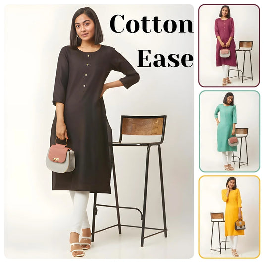Women Primmum Straight A Line Cotton Kurtis