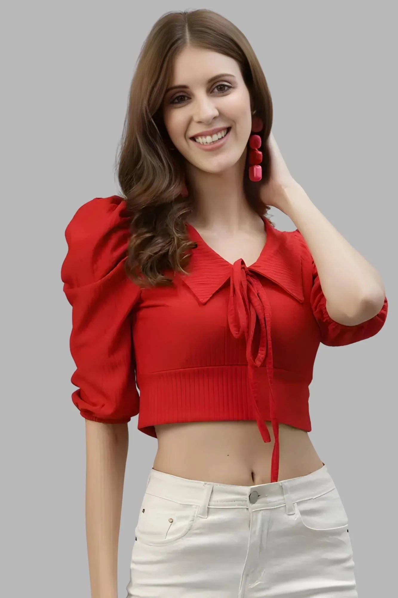 Buy Red Collar Crop Tops Online In India