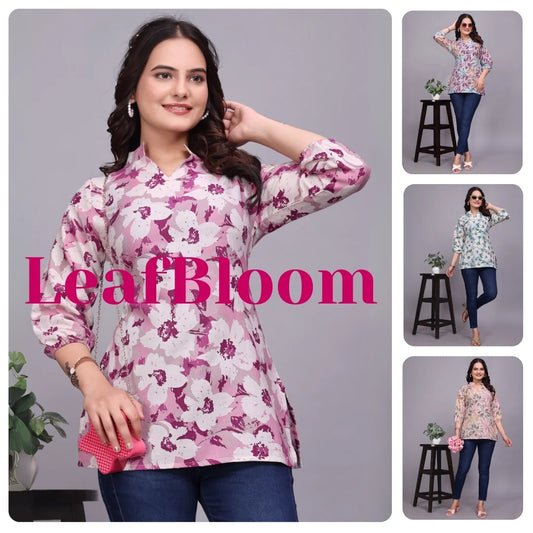 ZELZIS Floral Cotton Tunic Tops for Women