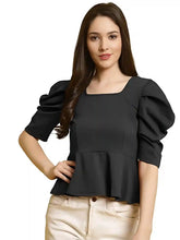 Zelzis women's black classic solid polyester top