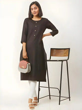 black A-line cotton kurti for women