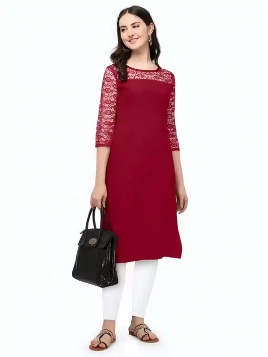 maroon crepe kurti for any occasion