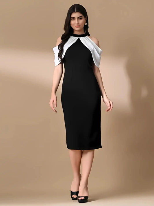trendy black white bodycon dress for girls