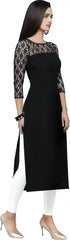 Black A-line crepe kurtis for women casual and party wear

