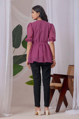 Buy peach embroidered georgette top online

