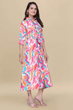Buy pink abstract cotton dress online for women

