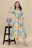 Buy yellow multicolor abstract knee-length dress online


