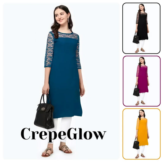 Casual Kurtis – Solid Crepe Fabric, Multiple Colors, Comfortable & Stylish
