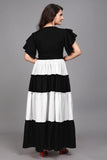 Casual & Party Wear Black Colourblocked Flared Maxi Dress
