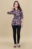 Casual wear blue floral crepe top

