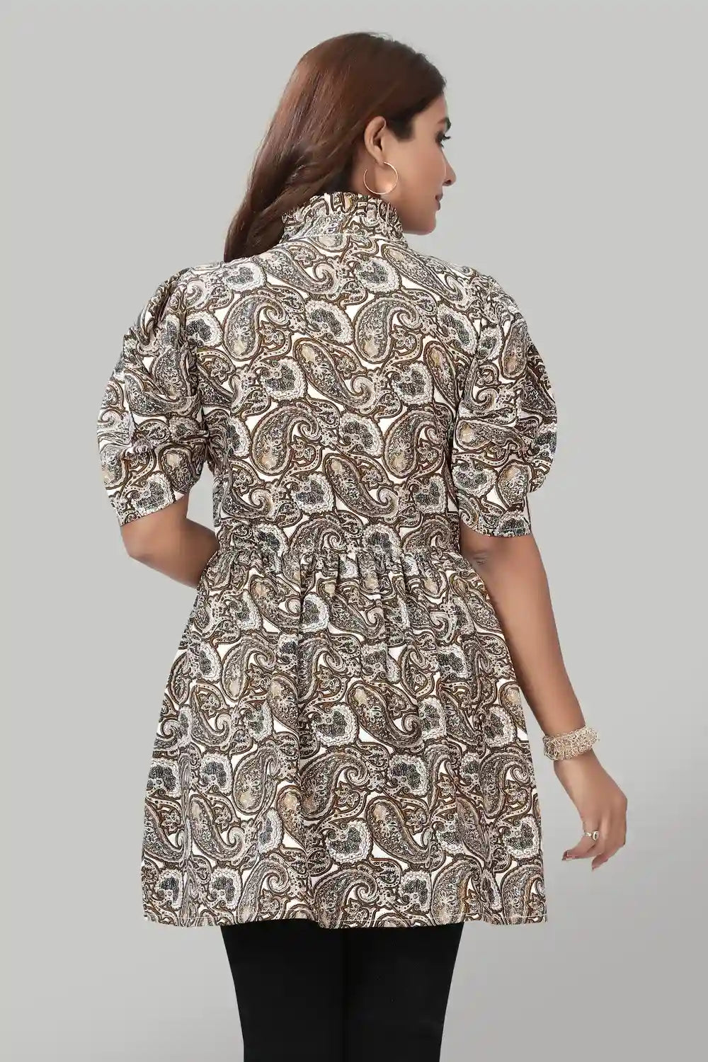 Chic Brown Solid Crepe Tunic – Perfect for Casual & Party Wear
