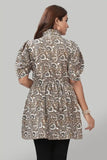 Chic Brown Solid Crepe Tunic – Perfect for Casual & Party Wear
