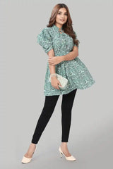 Chic Green Ruffle Neck Top – Ideal for Women’s Everyday & Occasion Wear

