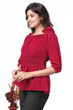 Chic Hip-Length Off-Shoulder Crepe Top – Perfect for Parties
