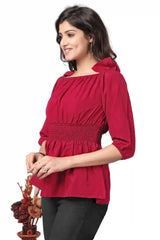 Chic Hip-Length Off-Shoulder Crepe Top – Perfect for Parties
