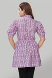 Chic Peach Ruffle Neck Tunic – Perfect for Casual & Party Wear
