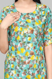 Chic Sky Green Round Neck Floral Crepe Top Perfect for Casual & Party Wear
