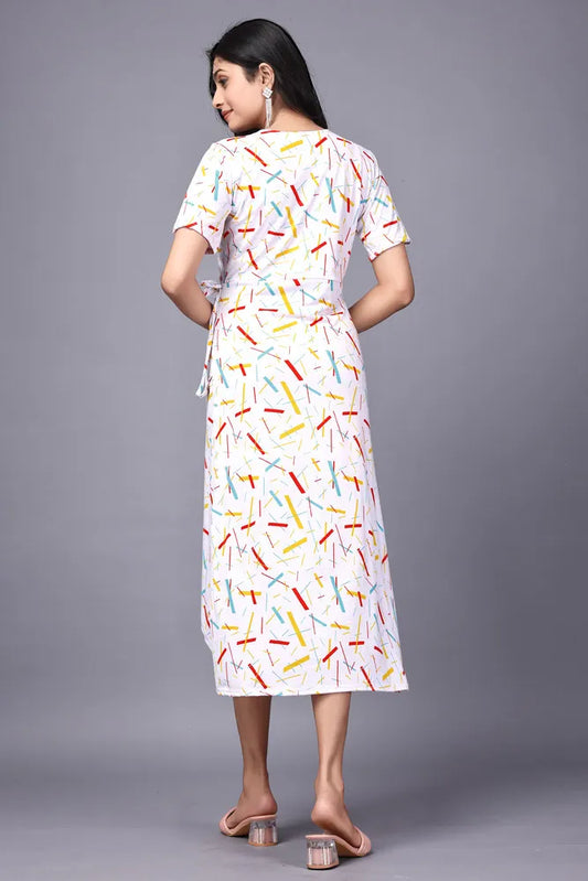 Colorful Sticks Pattern Knee-Length Casual & Party Wear Dress


