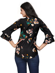 Crepe black tunic with round neckline by Zelzis