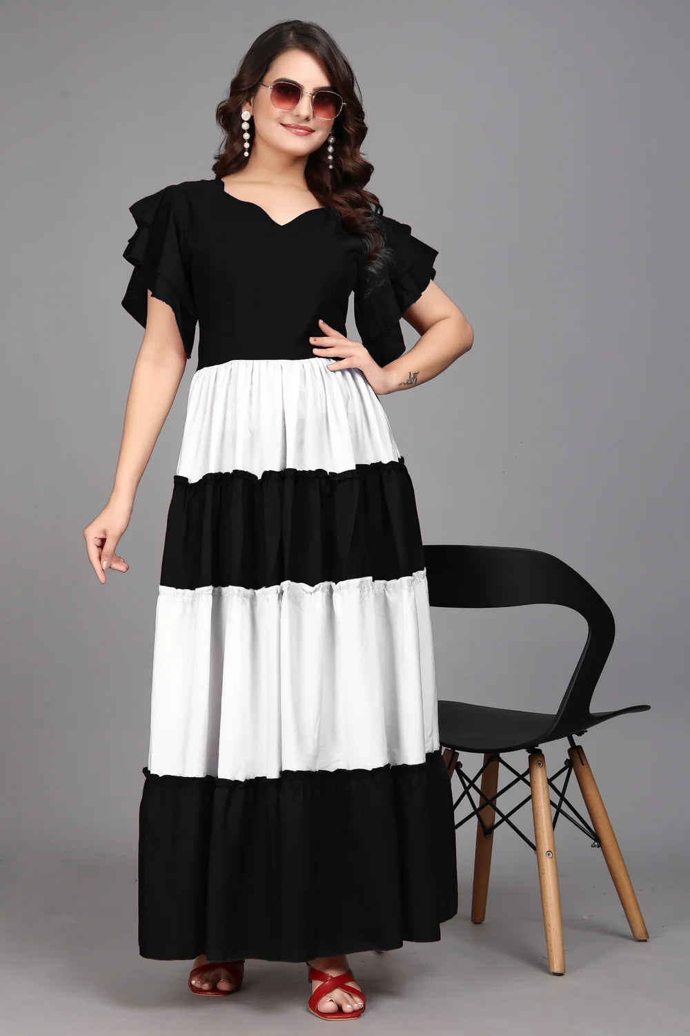 Buy Colourblocked Flared Maxi Dress – Stylish Casual & Party Wear