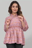 Elegant Peach Floral Tunic Top by ZELZIS for Casual Wear

