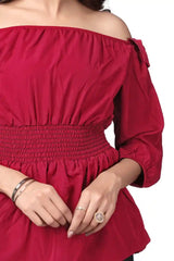 Elegant Pink Crepe Top with Off Shoulder Neck Ideal for Parties & Events
