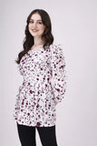 Elegant Purple Round Neck Tunic with Three-Quarter Sleeves for Parties
