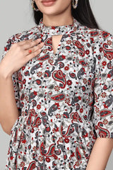Elegant Red Mango Floral Crepe Tunic for Casual & Party Wear
