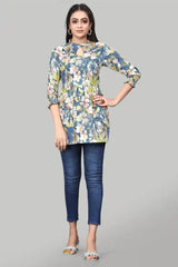 Elegant Teal Rayon Tunic with Keyhole Neck Design – Ideal for Casual Occasions
