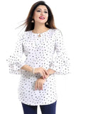 Elegant White Keyhole Neck Tunic – Casual & Party Wear

