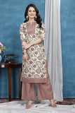 Elegant peach kurta with palazzo set cotton fabric

