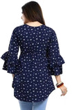 Fashionable Blue Keyhole Neck Tunic – Perfect for Casual & Party Looks
