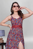 Party wear maroon ethnic cotton maxi dress

