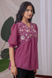 Party wear peach embroidered georgette tunic

