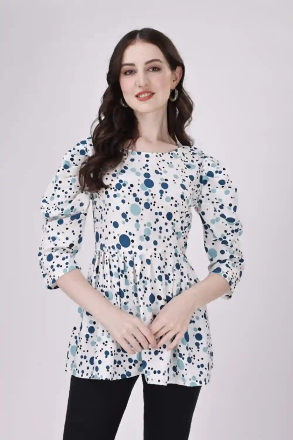 Sky Blue Crepe Tunic for Women – Light and Breezy Casual Fashion

