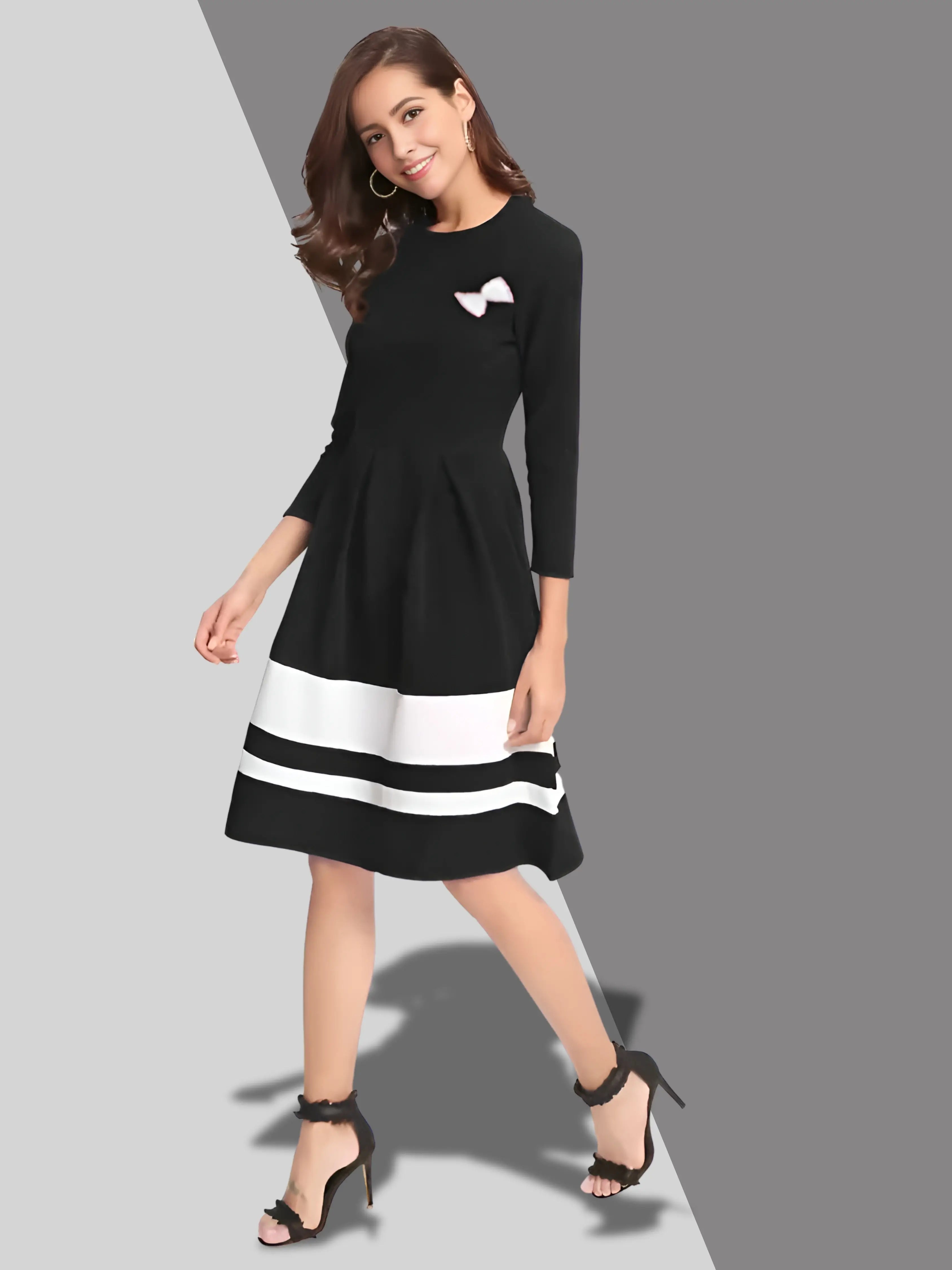 black casual skater dress Long Sleeve Mini Skater Dress In Black | EGO US