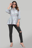 Stylish Grey Floral Tunic Top for Women by ZELZIS
