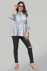Stylish Grey Floral Tunic Top for Women by ZELZIS
