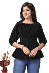 Stylish Jet Black Off-Shoulder Top for Women – Trendy & Elegant
