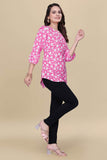 Stylish pink crepe top with balloon sleeves

