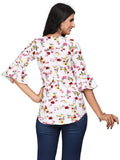 Stylish white printed tunic for women with bell sleeves – Zelzis