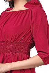 Trendy Three-Quarter Sleeve Ruffle Top in Pink for Stylish Women
