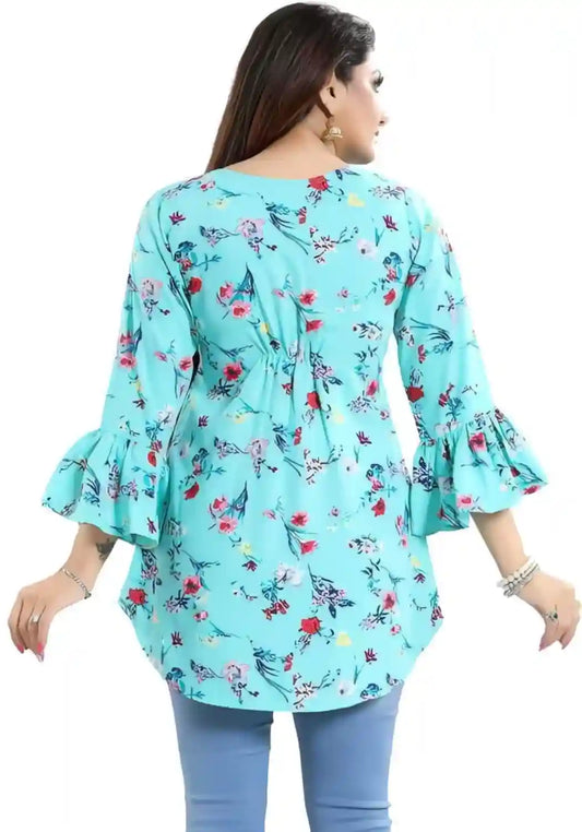 Trendy Tie-Up Neck Bell Sleeve Tunic for Women
