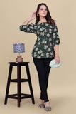 Trendy green hip length abstract tunic top

