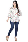 White round neck casual tunic top with bell sleeves by Zelzis