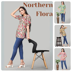 Women Floral Canada Crepe Tunic Top for Women – Casual & Regular Wear
